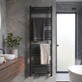 Novaservis - Fürdőszobai törölközőszárító radiátor 836W/230V 160x60 cm fekete egyenes
