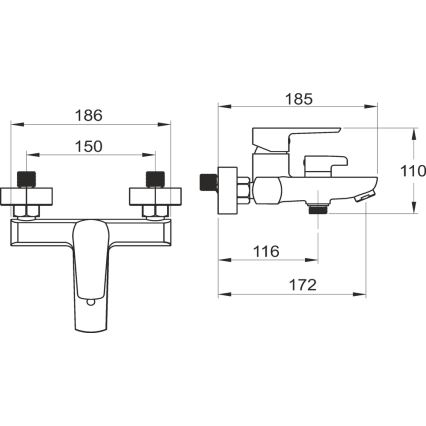 Novaservis - METALIA kádgarnitúra fekete csapteleppel