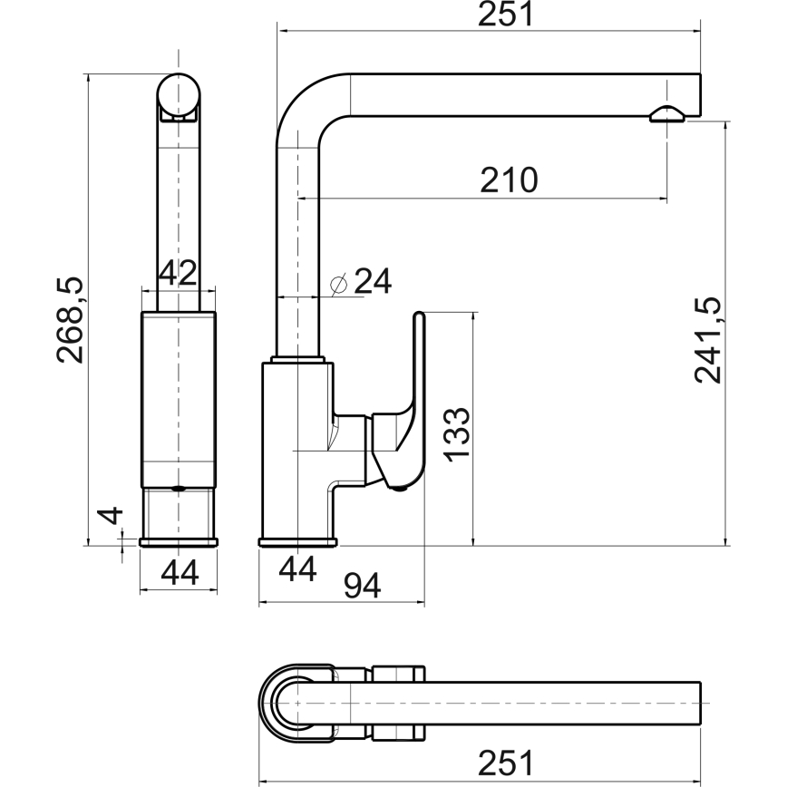 Novaservis - Mosogató csaptelep NOBLESS SHARP fényes króm
