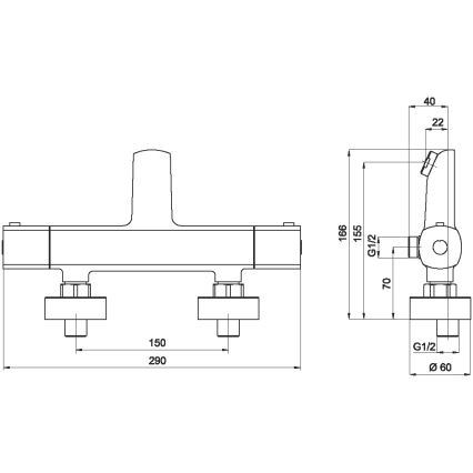 Novaservis - Termosztatikus fürdőcsap METALIA fényezett króm