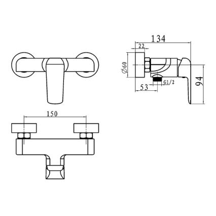 Novaservis - Zuhanycsaptelep NOBLESS TINA fényes króm