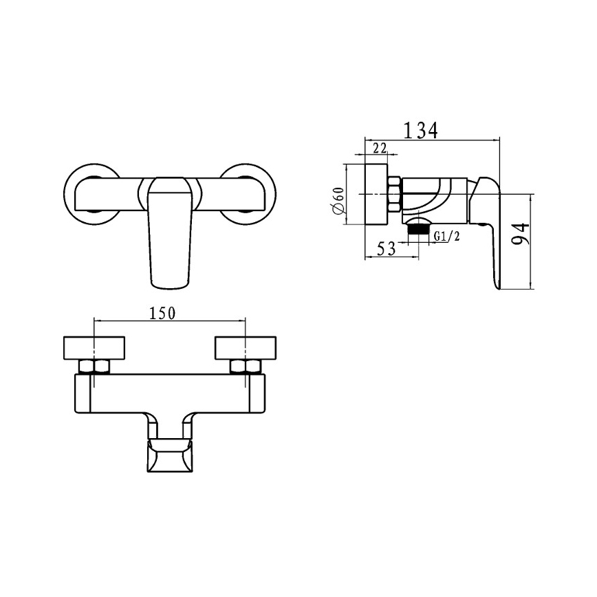 Novaservis - Zuhanycsaptelep NOBLESS TINA fényes króm