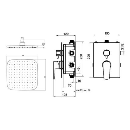 Novaservis - Zuhanykészlet rejtett csappal METALIA ECO fényezett króm