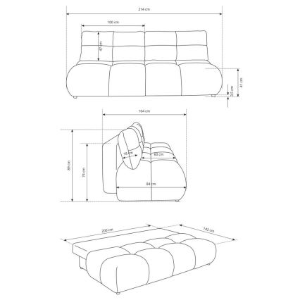 NUORO zöld, kihúzható háromszemélyes kanapé tárolórésszel