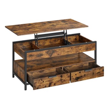 NYRO emelhető tetejű dohányzóasztal, barna/fekete