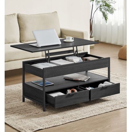 NYRO emelhető tetejű dohányzóasztal, fekete