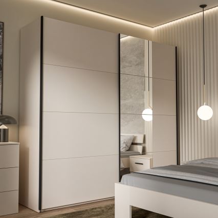 ODEN gardróbszekrény tükörrel 220x210 cm bézs