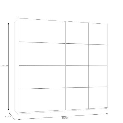 ODEN gardróbszekrény tükörrel 220x210 cm bézs