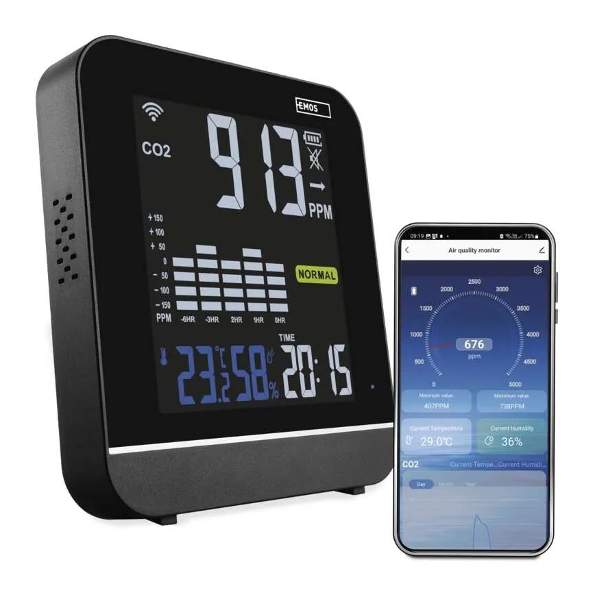 Okos levegőminőség-monitor GOSMART 5V Wi-Fi