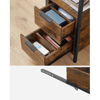 Oldalsó asztal beépített konnektorokkal és USB-portokkal ROD barna/fekete
