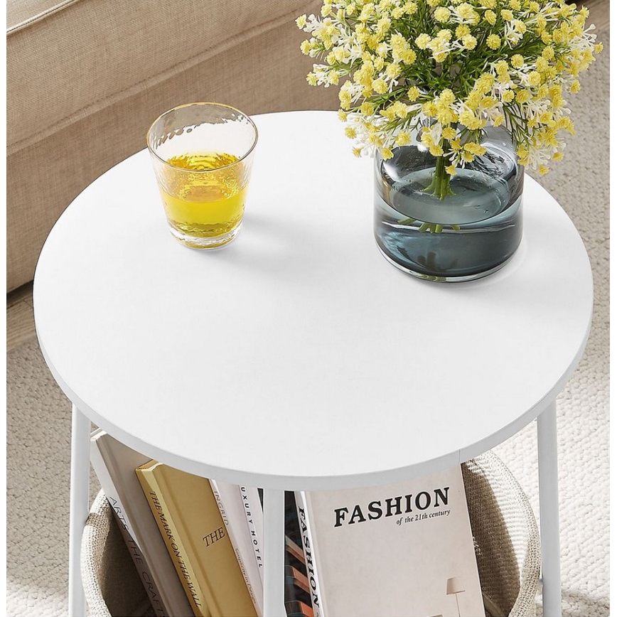 Oldalsó asztal NOIRA fehér/világosbarna