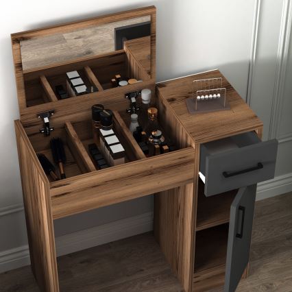 Öltözködő asztal INCI 108,8x77 cm dió/fekete