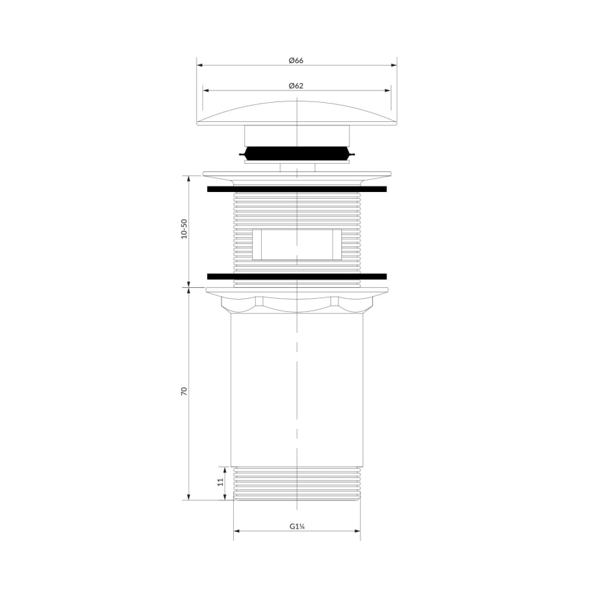 OMNIRES A706AT - Mosdókagyló leeresztő CLICK-CLACK átmérő 6,6 cm, szálcsiszolt antracit