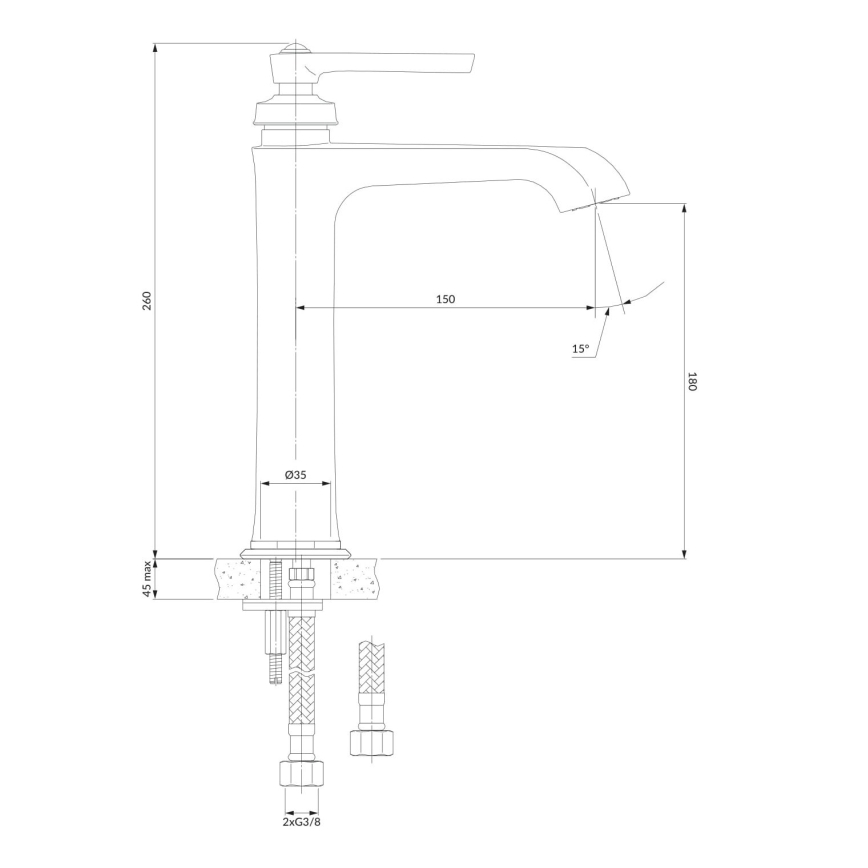 OMNIRES AM5212CR - Mosdócsap ARMANCE 26 cm fényezett króm