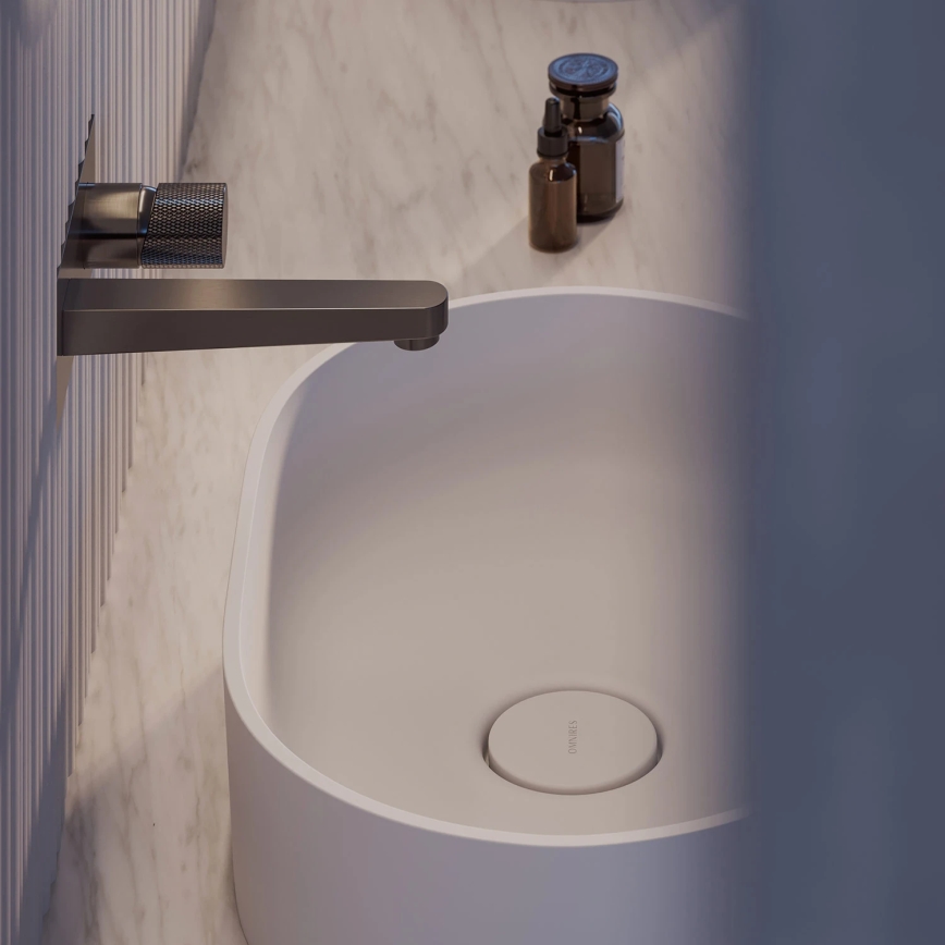 OMNIRES OVOUNBM - OVO 55x36 cm-es mosdó asztallapra, dolomit/matt fehér