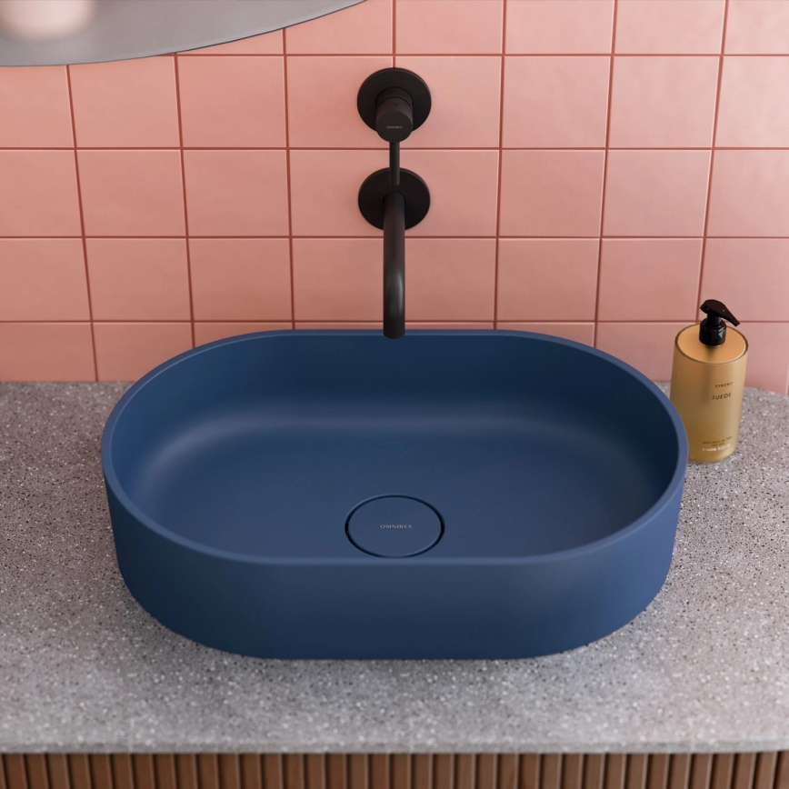 OMNIRES OVOUNMB - OVO 55x36 cm-es pult alatti mosdó dolomit/matt éjféli kék