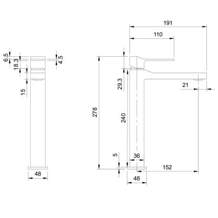 OMNIRES SL7712GR - Mosdócsap SLIDE 27,8 cm csiszolt grafit