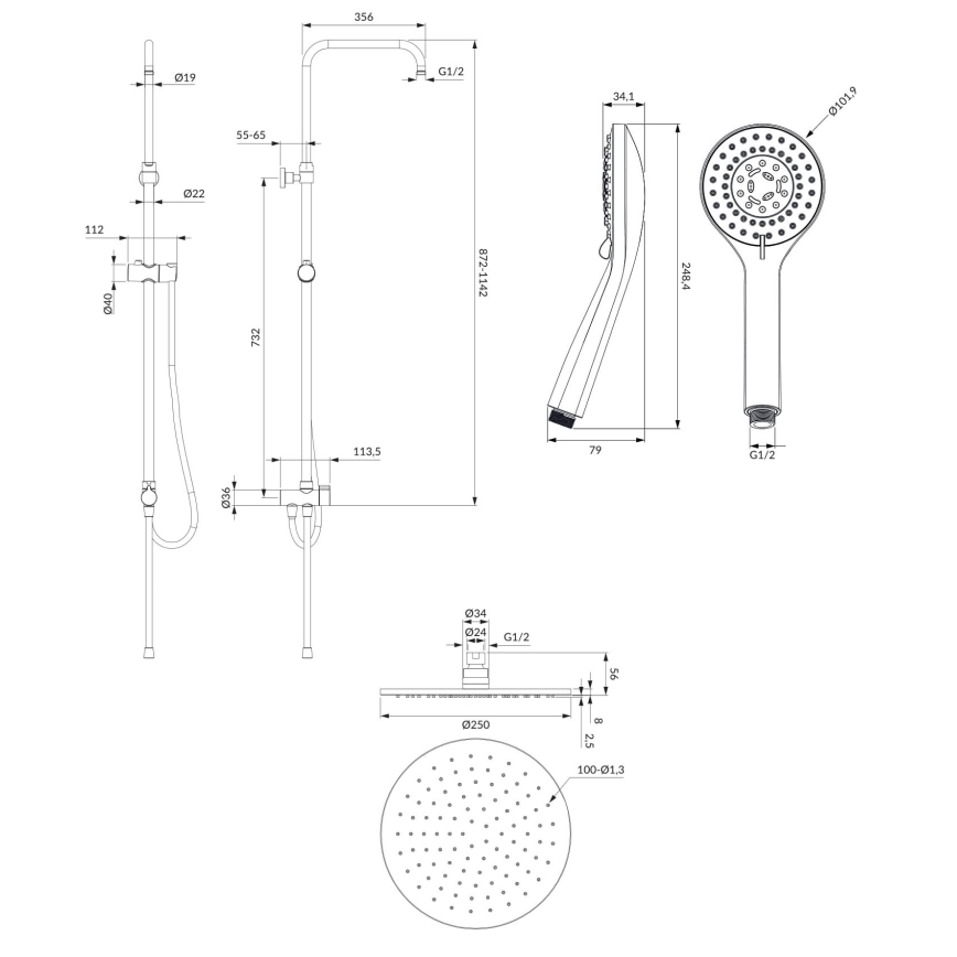 OMNIRES SYSYOSEMITELUXCR - YOSEMITE zuhanyszett, fényes króm
