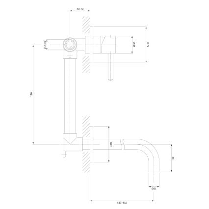 OMNIRES Y1215NCR - Mosdó csaptelep falba süllyesztett szereléshez, Y fényes króm
