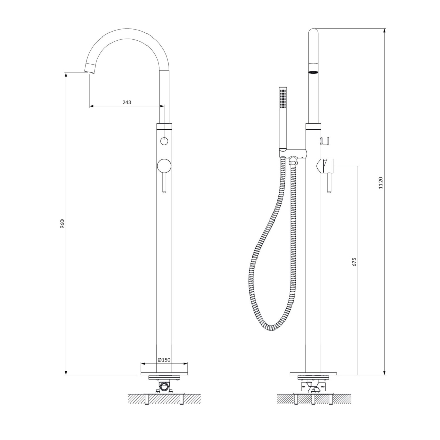 OMNIRES Y1233CR - Szabadon álló fürdőkád szett Y csapteleppel, fényes króm