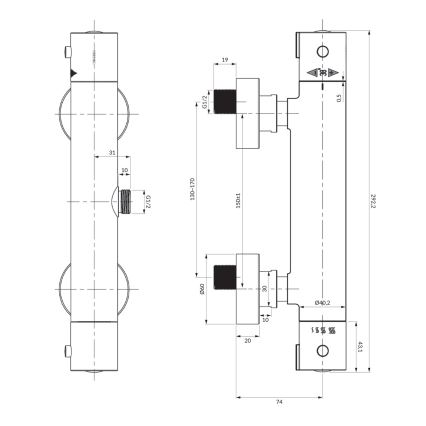 OMNIRES Y1246XCR - Termosztatikus zuhanycsap Y fényezett króm