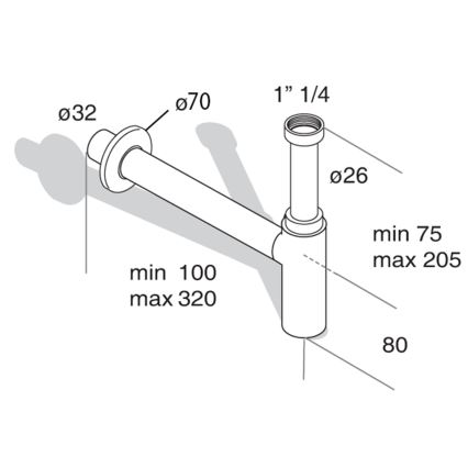 Omp tea - MINITOTI mosdószifon DN32 matt fekete