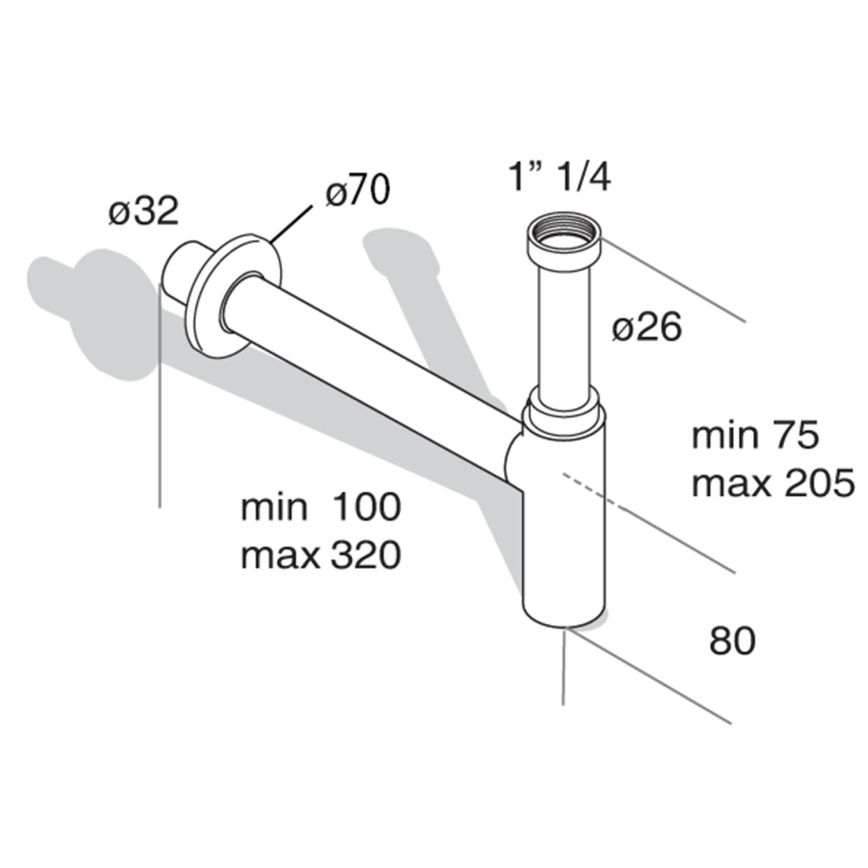 Omp tea - MINITOTI mosdószifon DN32 matt fekete