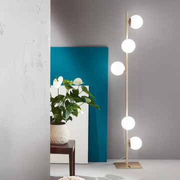Ondaluce - állólámpa MONILE 5xE14/10W/230V 170 cm arany/fehér
