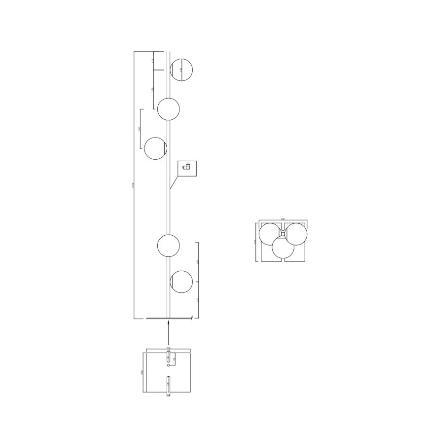 Ondaluce - állólámpa MONILE 5xE14/10W/230V 170 cm arany/fehér