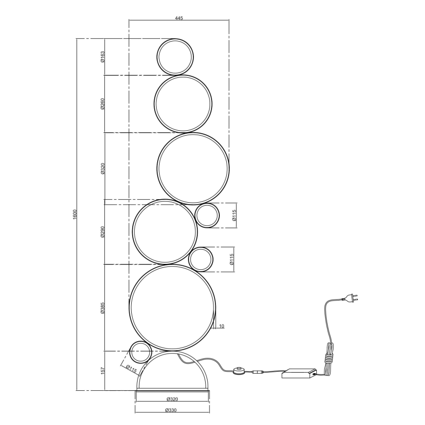 Ondaluce - Dimmelhető LED állólámpa POIS LED/52W/230V, ezüstszínű
