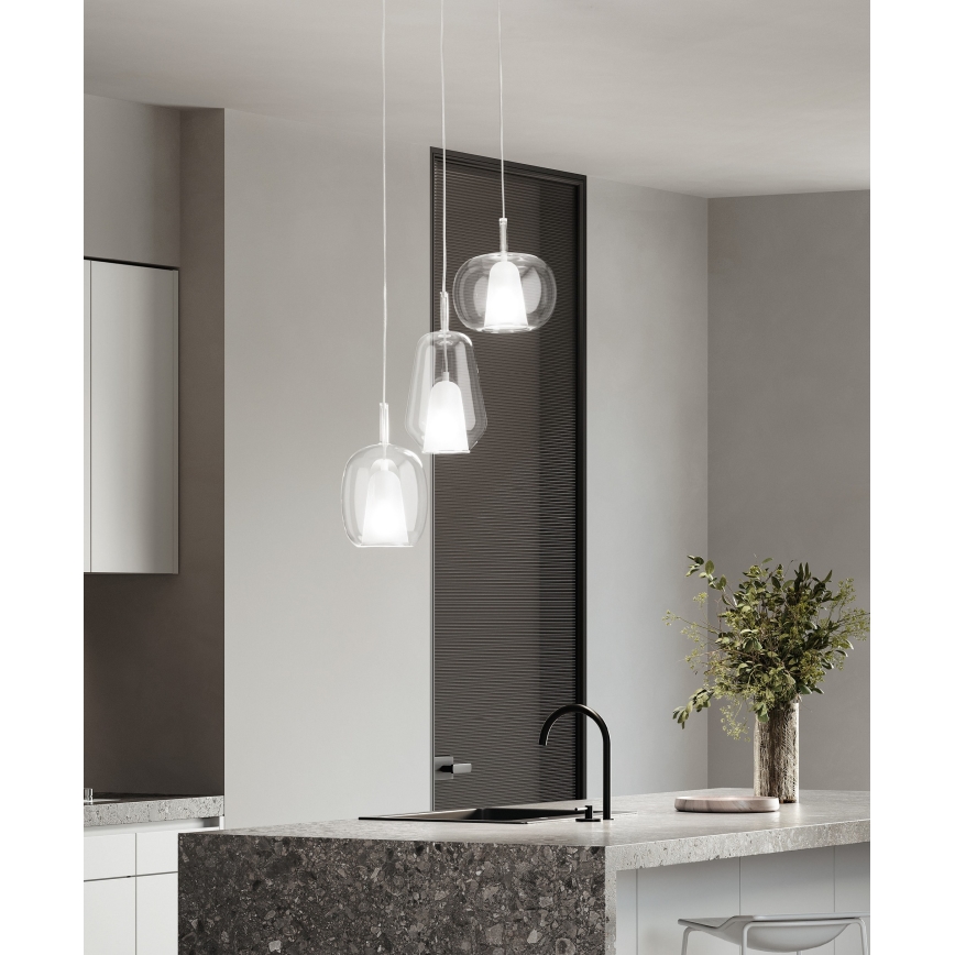 Ondaluce - Függőlámpa kábelen THELMA 2xE27/15W/230V átm. 25 cm arany/átlátszó
