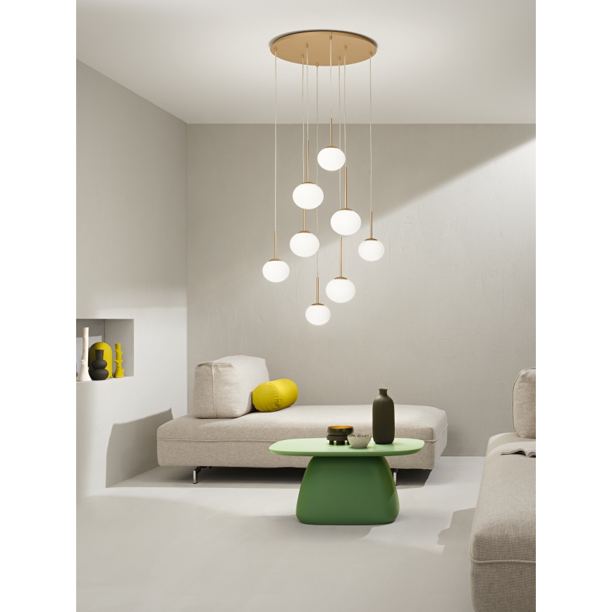 Ondaluce - JEWEL kábeles csillár 8xE14/10W/230V Ø 70 cm arany/fehér