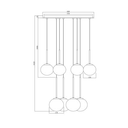 Ondaluce - JEWEL kábeles csillár 8xE14/10W/230V Ø 70 cm arany/fehér