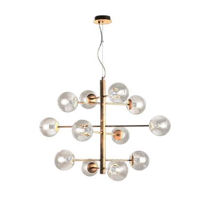 Ondaluce - Kábelcsillár ELISEO 12xE14/10W/230V átm. 97 cm arany/füstös bézs