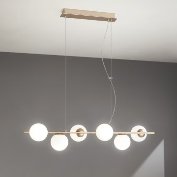 Ondaluce - Kábeles csillár MONILE 6xE14/10W/230V arany/fehér