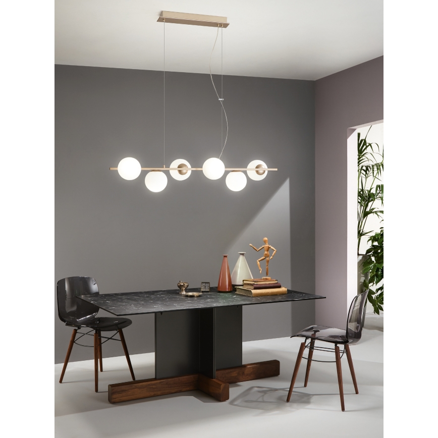 Ondaluce - Kábeles csillár MONILE 6xE14/10W/230V arany/fehér