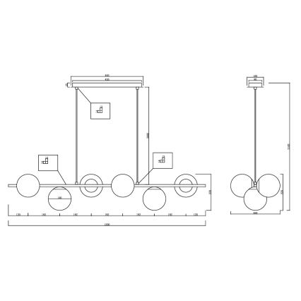 Ondaluce - Kábeles csillár MONILE 6xE14/10W/230V arany/fehér