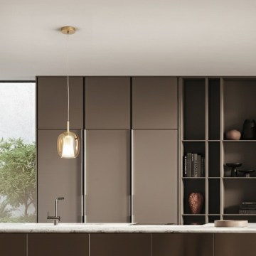 Ondaluce - kábeles csillár THELMA 3xE27/15W/230V átm. 19,5 cm arany/füstös bézs