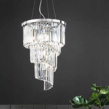 Ondaluce - kábeles kristály csillár ALEXANDER 10xE14/10W/230V átm. 40 cm fényes króm
