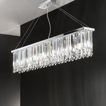 Ondaluce - kábellel függesztett kristálycsillár BATIDA 8xE14/10W/230V fényes króm/tiszta