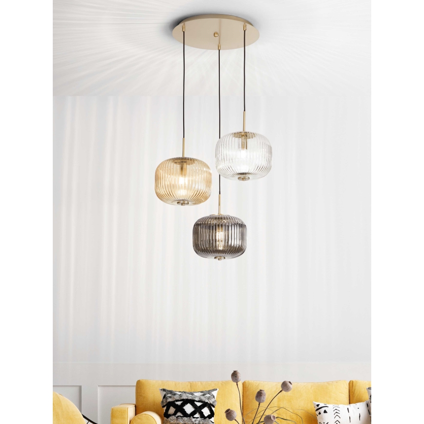 Ondaluce - Kábelre szerelt csillár ODETTE 3xE14/10W/230V átm. 43 cm arany/füstszínű/többszínű