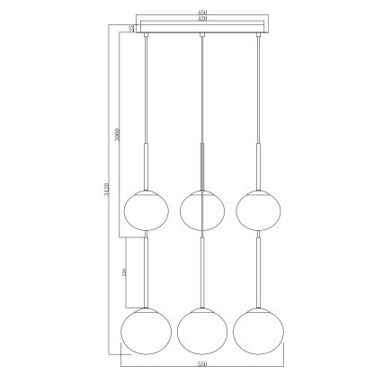 Ondaluce - Kábelre függesztett JEWEL csillár 6xE14/10W/230V átm. 55 cm arany/fehér