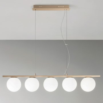 Ondaluce - Kábelre függesztett MONILE csillár 5xE14/10W/230V arany/fehér