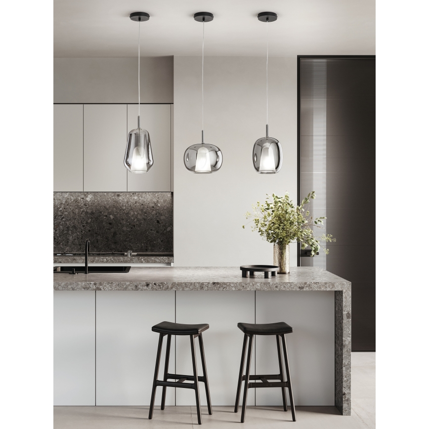 Ondaluce - Kábelre szerelt csillár THELMA 3xE27/15W/230V füstszürke