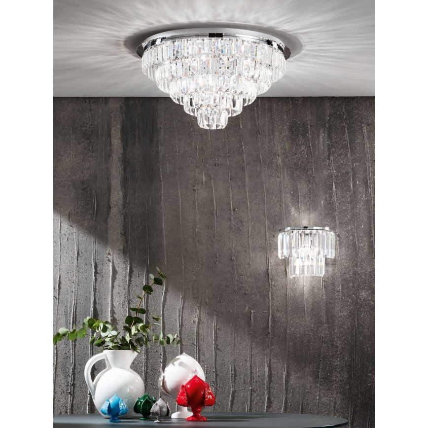 Ondaluce - Kristály mennyezeti lámpa CASTLE 12xG9/7W/230V átm. 60 cm fényes króm