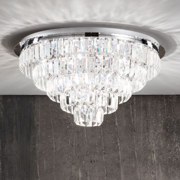 Ondaluce - Kristály mennyezeti lámpa CASTLE 12xG9/7W/230V, átm. 60 cm, fényes króm