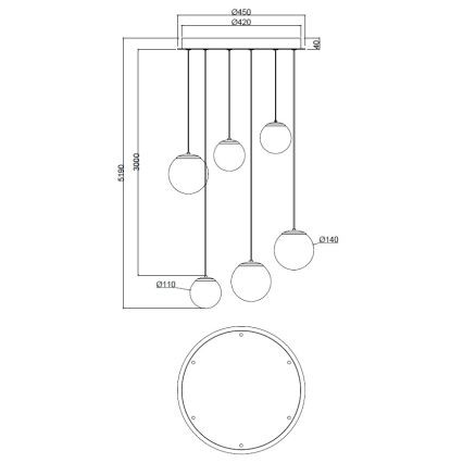 Ondaluce - LED csillár kábelen SANTOS LED/48W/230V átm. 45 cm arany/fehér
