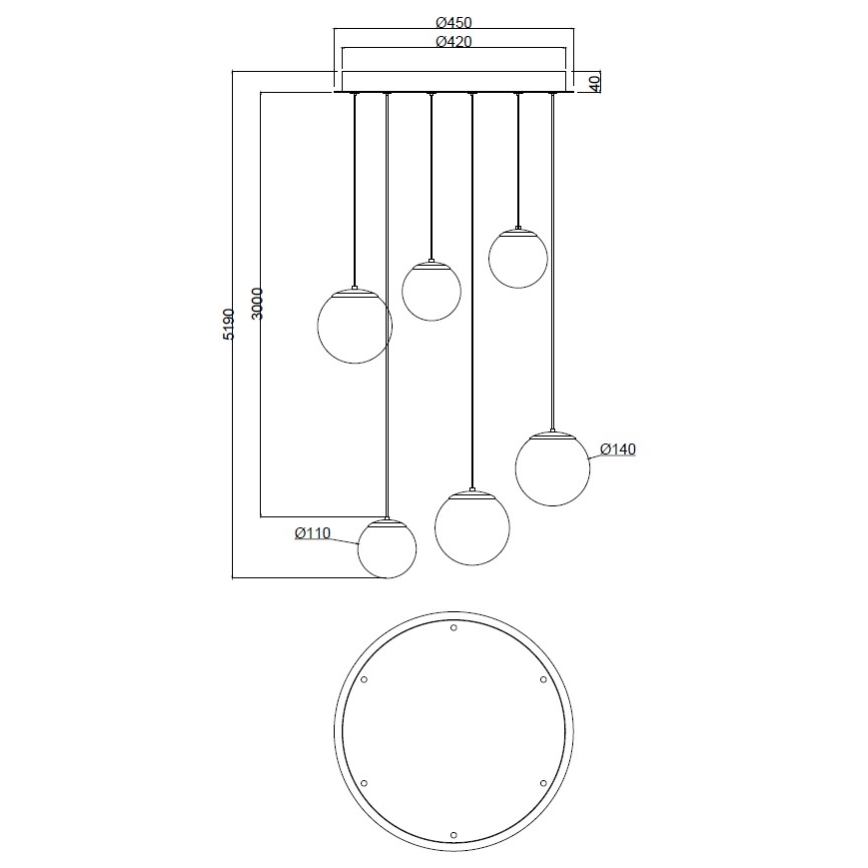 Ondaluce - LED csillár kábelen SANTOS LED/48W/230V átm. 45 cm arany/fehér