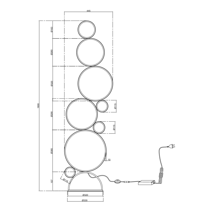 Ondaluce - LED dimmelhető állólámpa POIS LED/52W/230V 160 cm arany