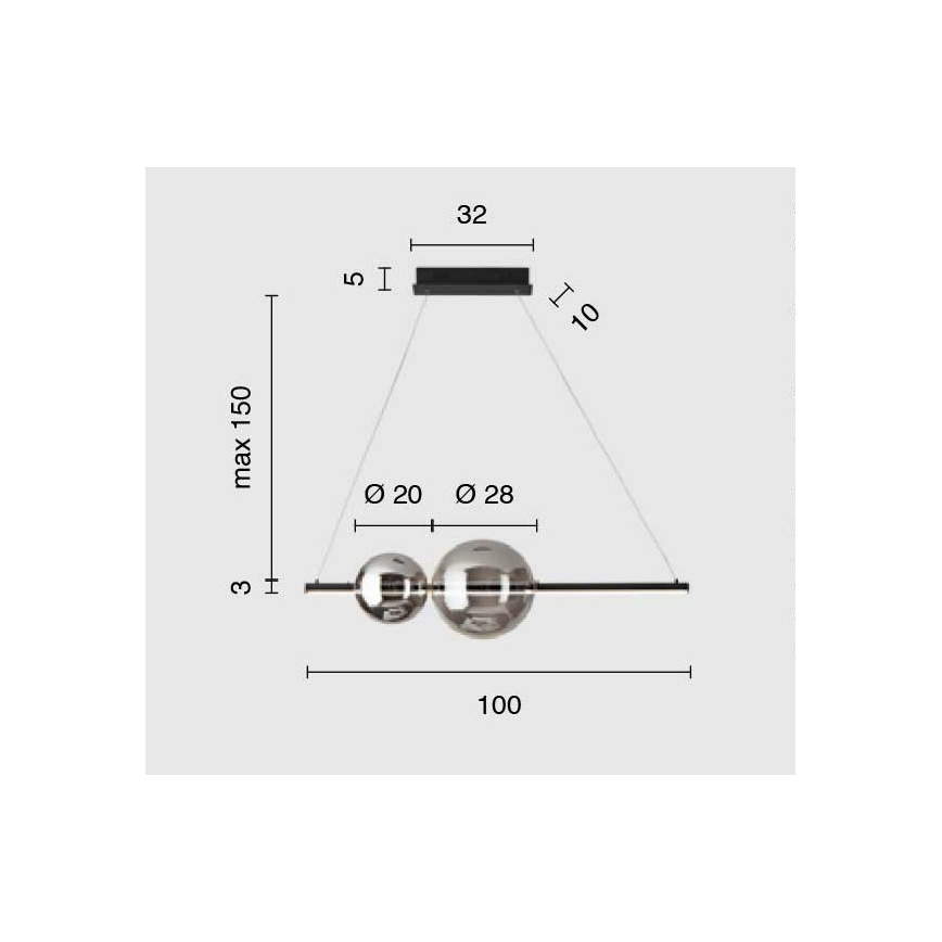 Ondaluce - LED dimmelhető csillár kábellel FUFI LED/40W/230V fekete/füstfekete